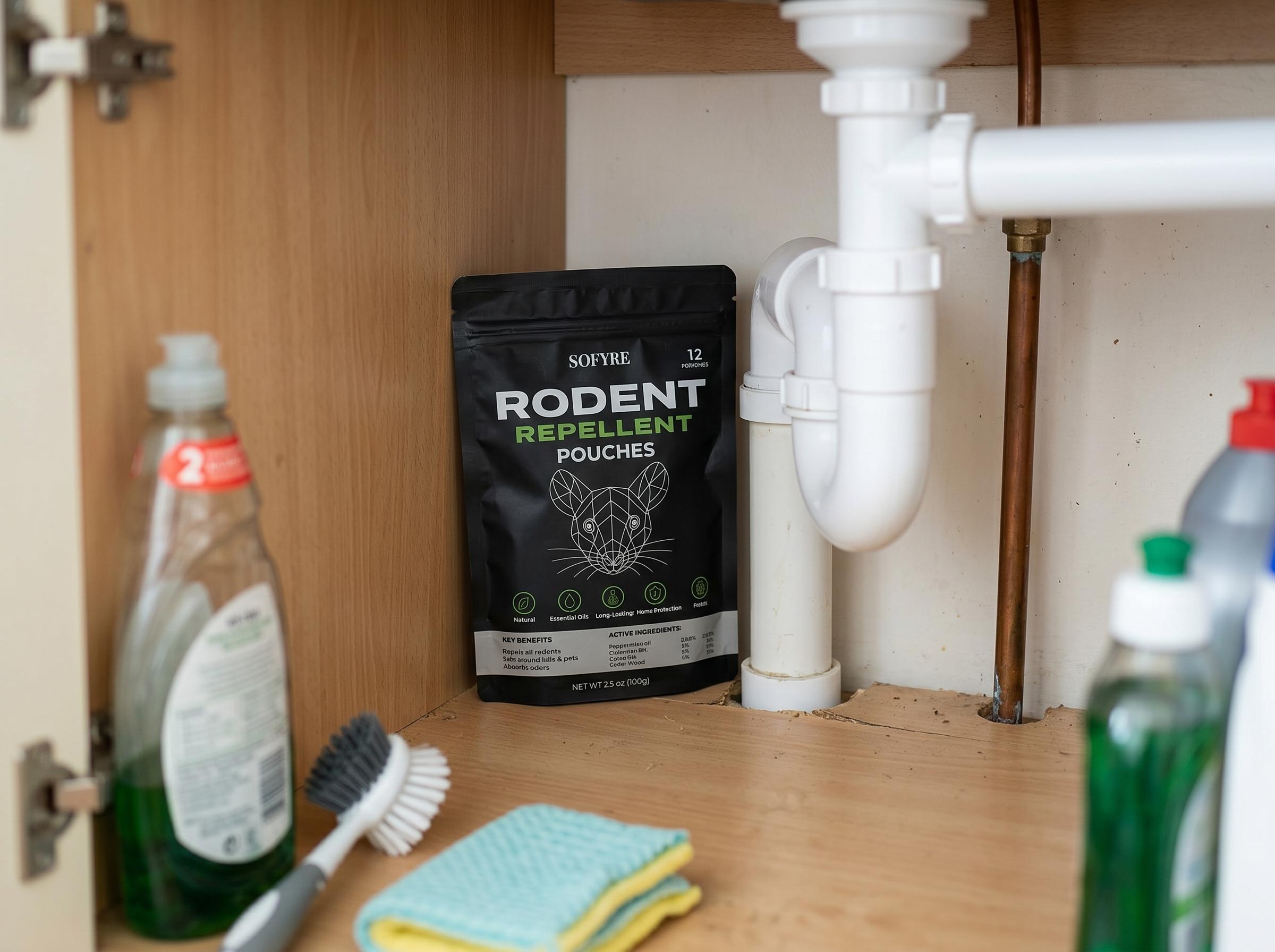 Sofyre pouch placed in a home cabinet